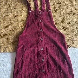 Burgundy Corduroy Pinafore Dress